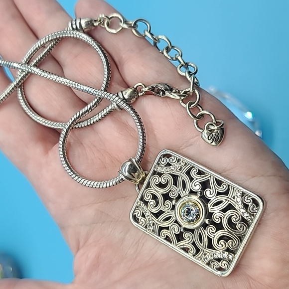 Brighton "SERENDIPITY" Victorian Revival Rectangular Pendant w Swarovski Center! - Picture 8 of 9